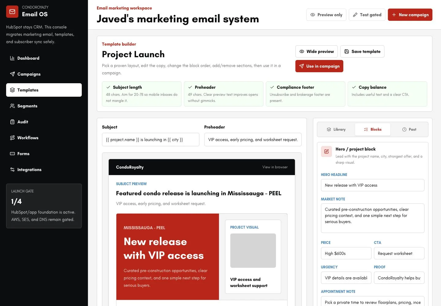 CondoRoyalty Email · Web app