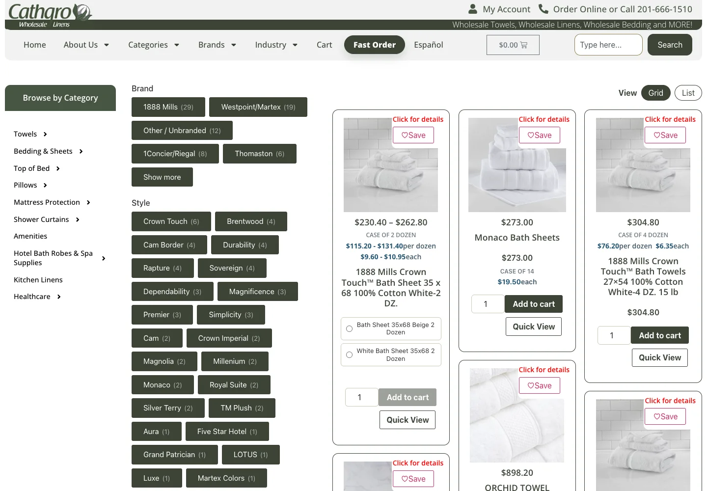 Towel Wholesaler · Categoría de productos