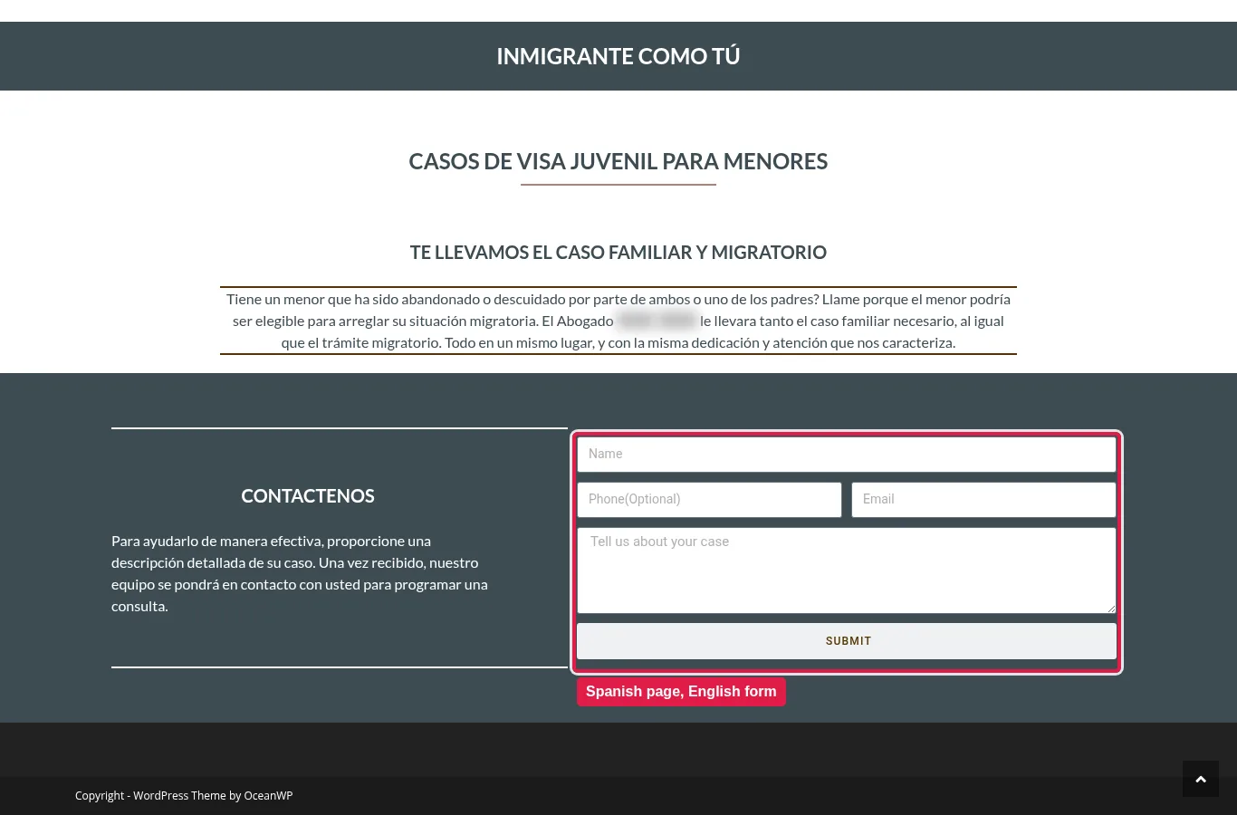 The form is the moment a client decides to call, and here it is in English.