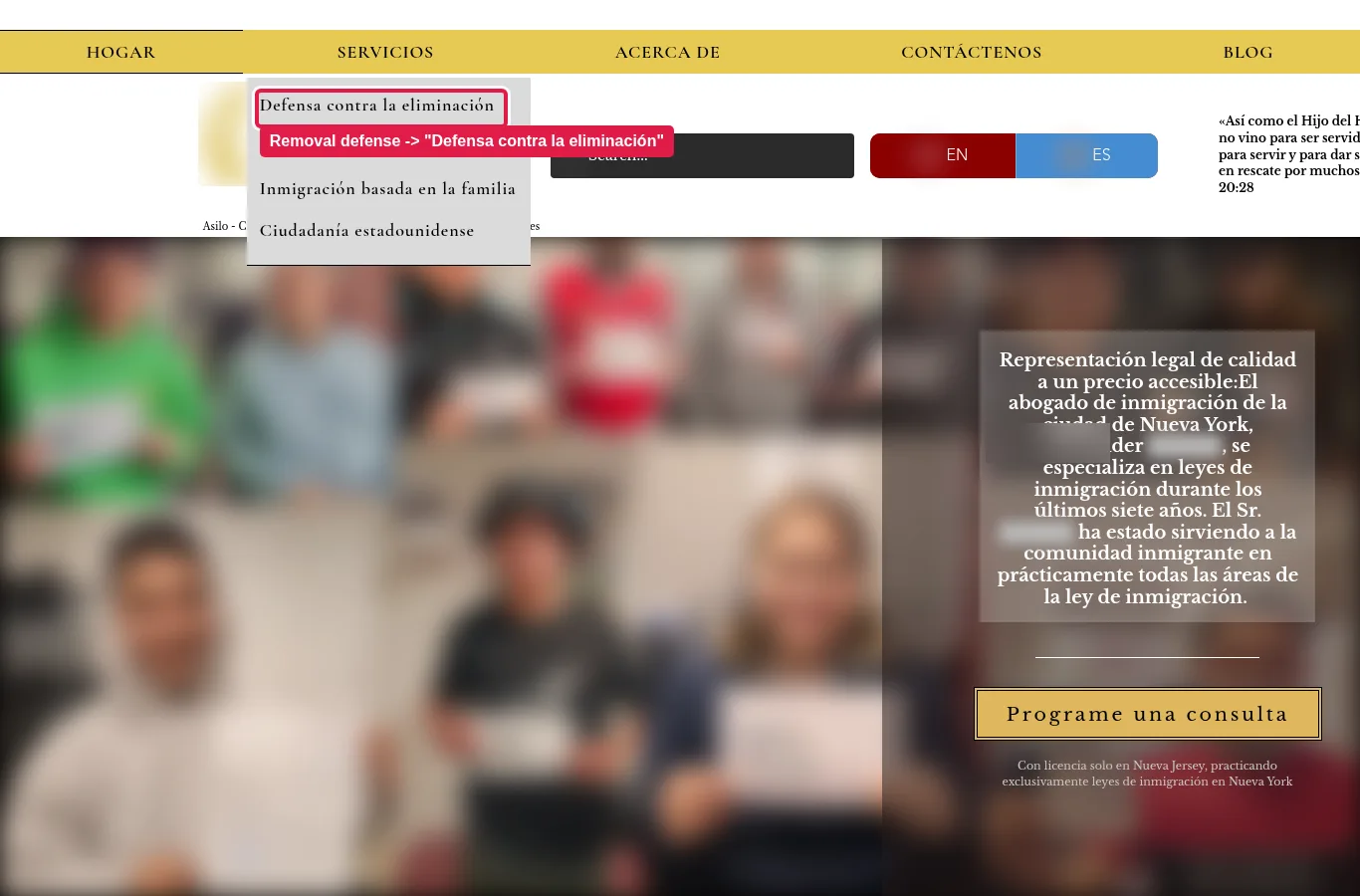 “Removal defense” became “Defensa contra la eliminación” (defense against deletion).